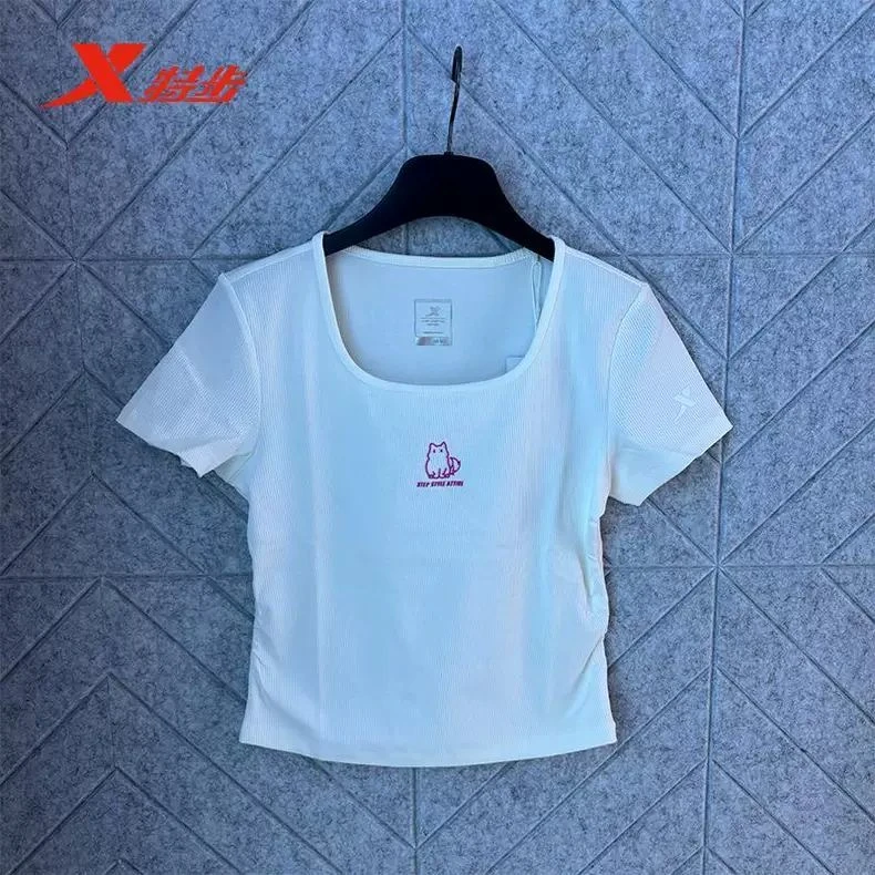 XTEP/特步女子新款运动T恤方领时尚修身975228010108