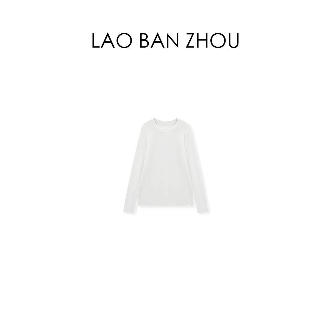 【老板周】极简主义 松弛感圆领打底后中线长袖t恤