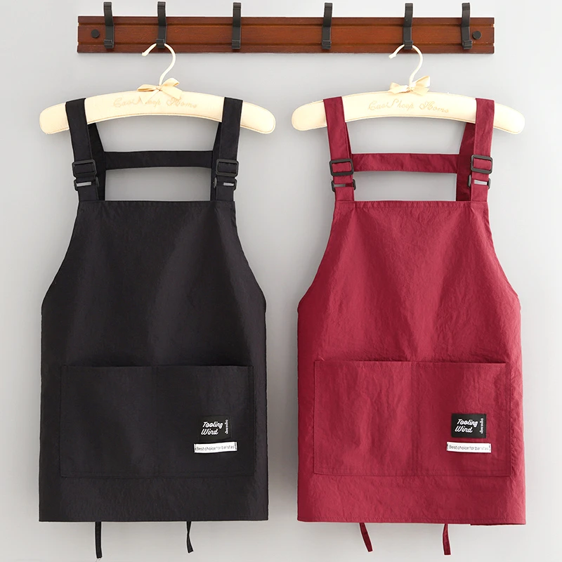 韩版防泼水围裙厨房家用做饭成人围腰餐饮专用奶茶店工作服定制女