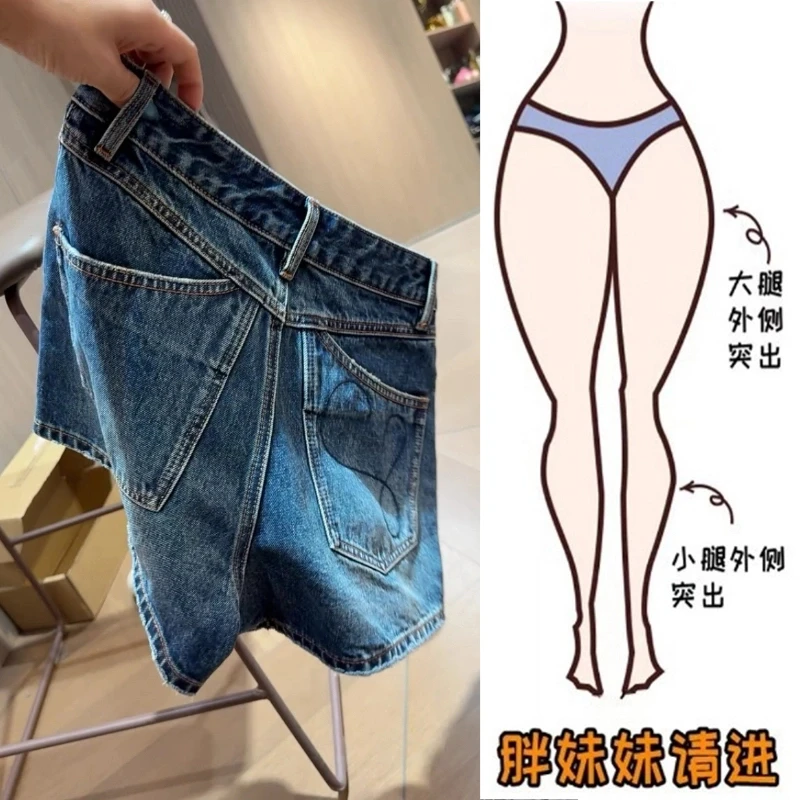 2025夏季新款百搭韩版高腰显瘦阔腿三分裤小个子简约兜线短裤女款