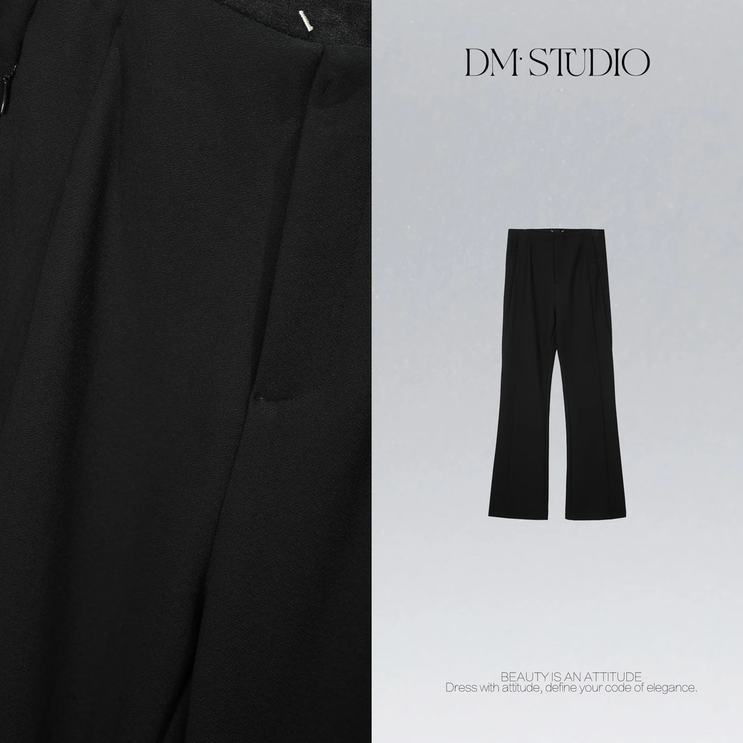 DEDM•STUDIO/气质极简百搭休闲纯色显瘦日常微喇长裤2508KZ/A9939