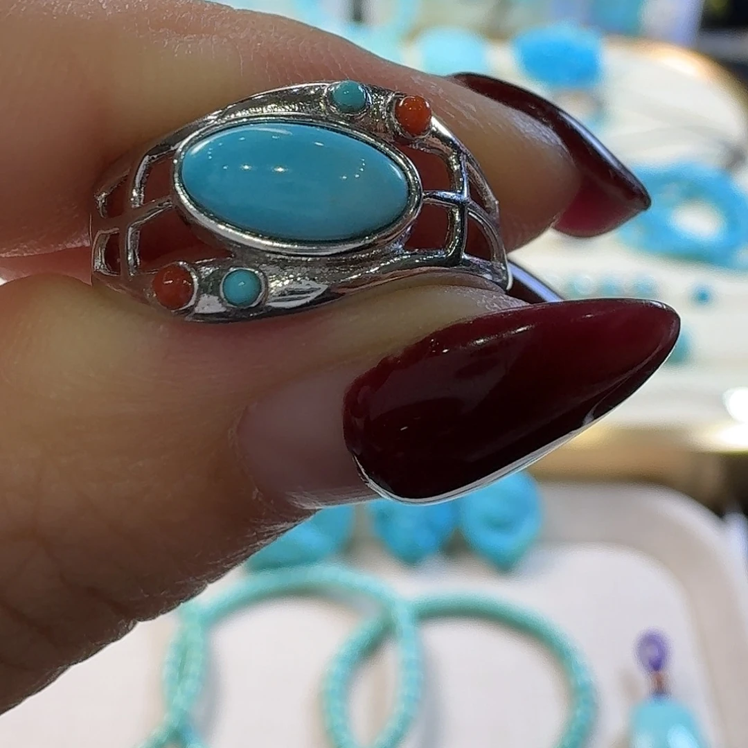 绿松石银S925镶嵌颈饰