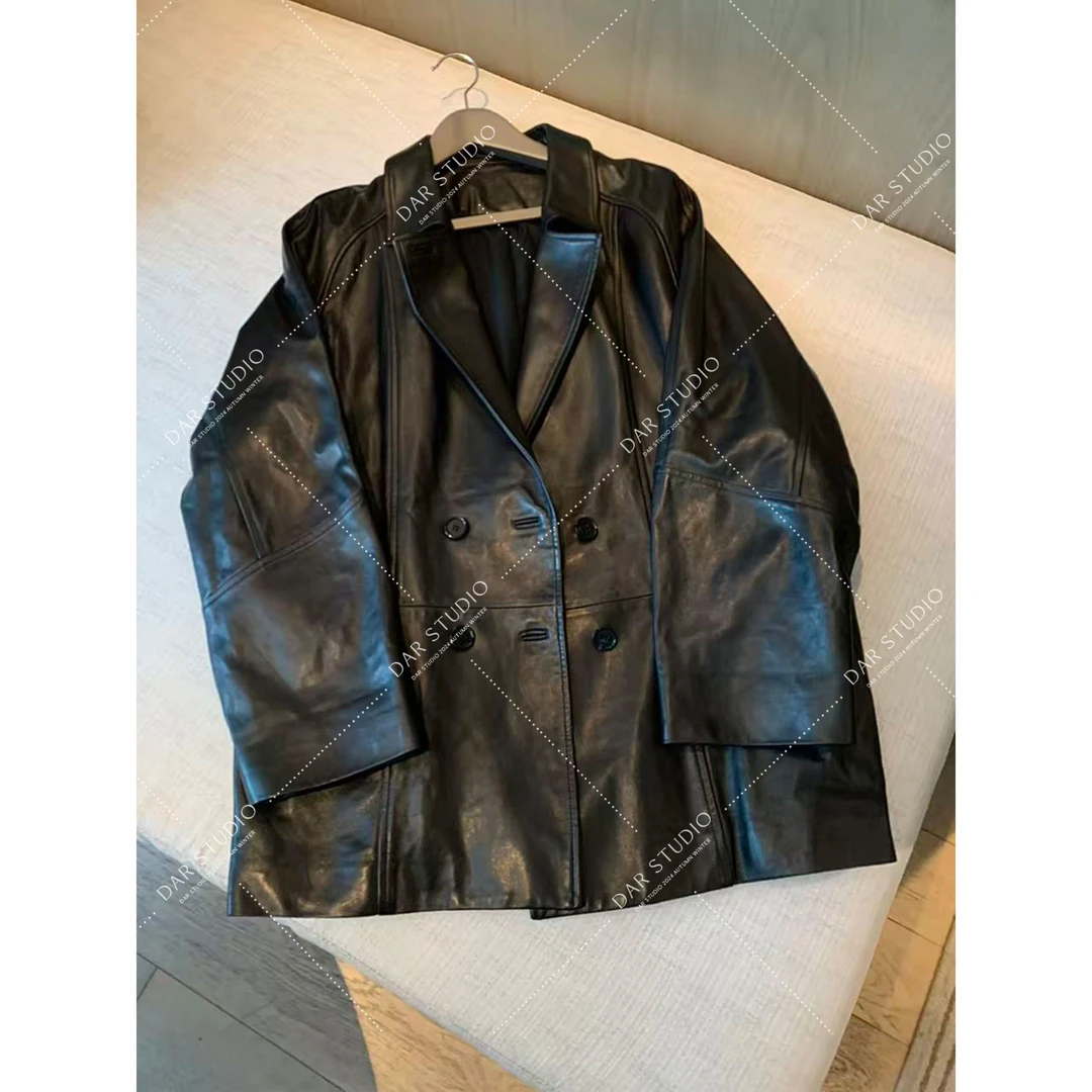 DAR STUDIO 精品 进口土耳其100羔羊皮质感老钱时尚皮衣外套25166