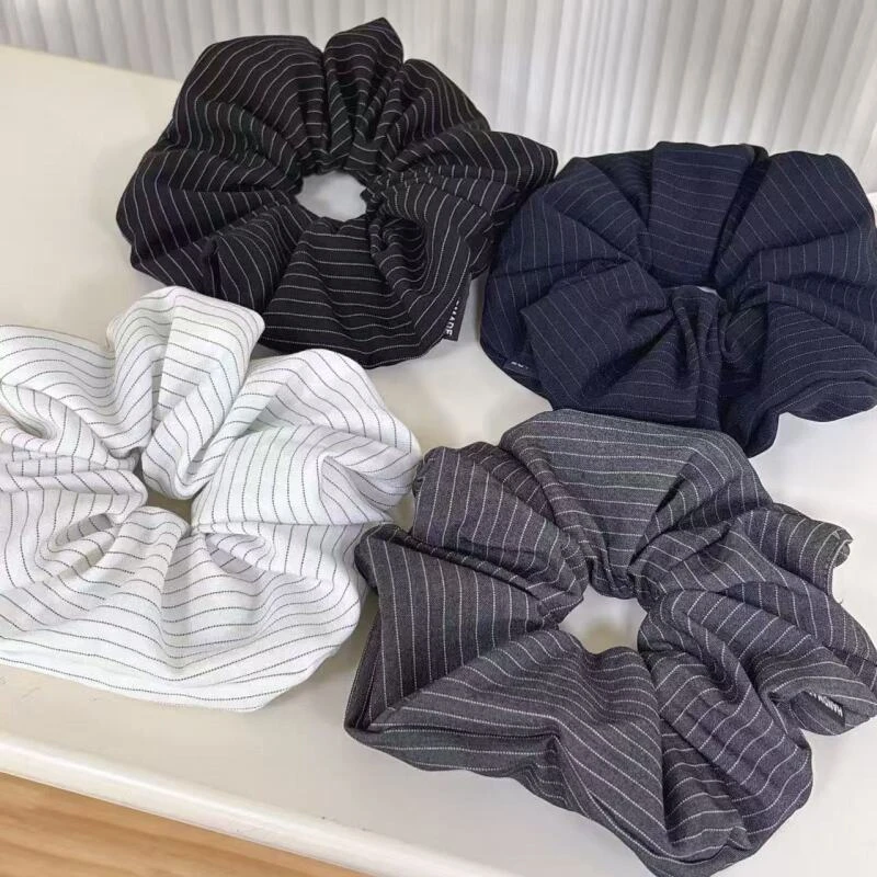 诗泊雅 韩版小众气质简约条纹大肠发圈时尚百搭发绳扎马尾丸子头