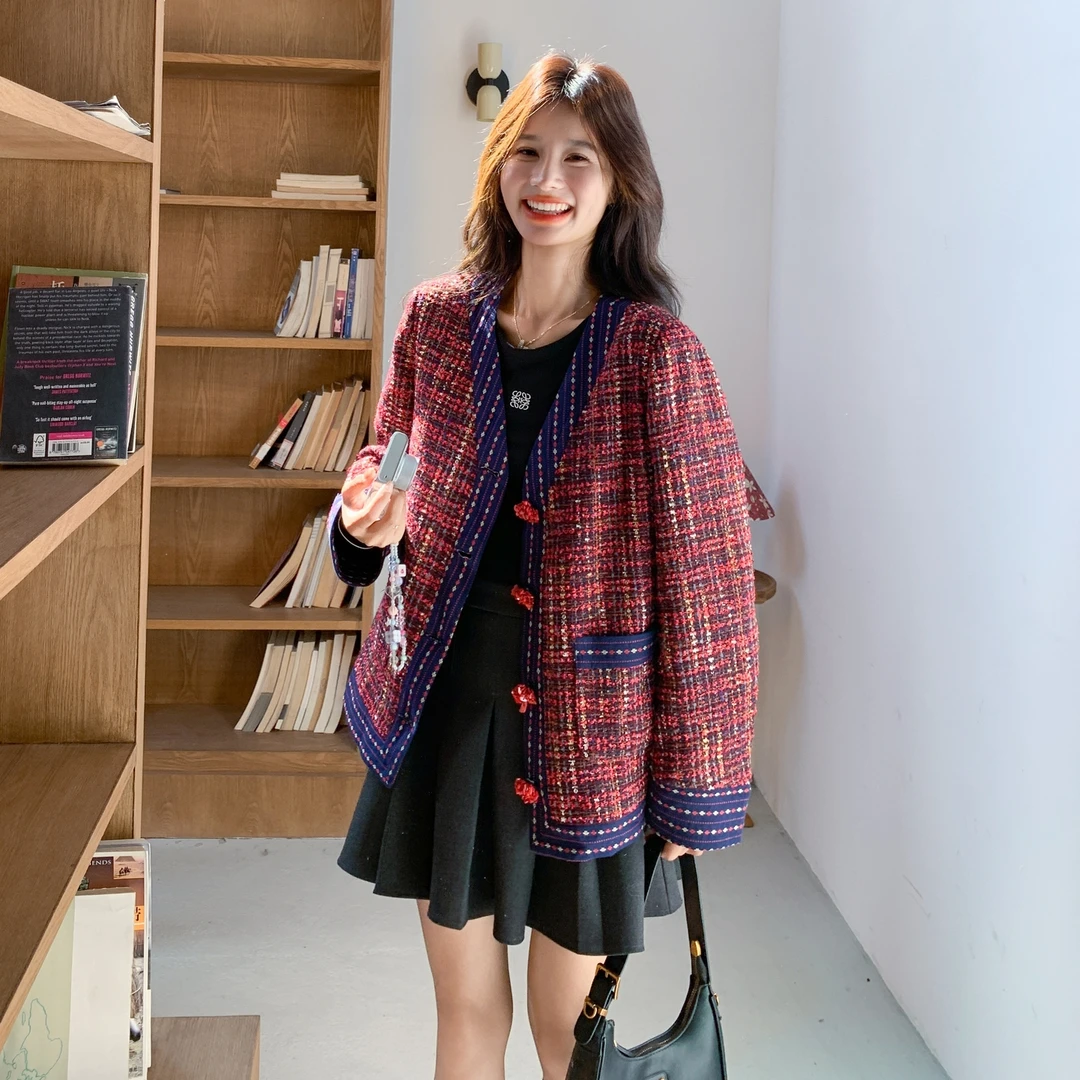 时尚复古设计感民族风个性上衣女2025秋季新款慵懒风减龄小香外套