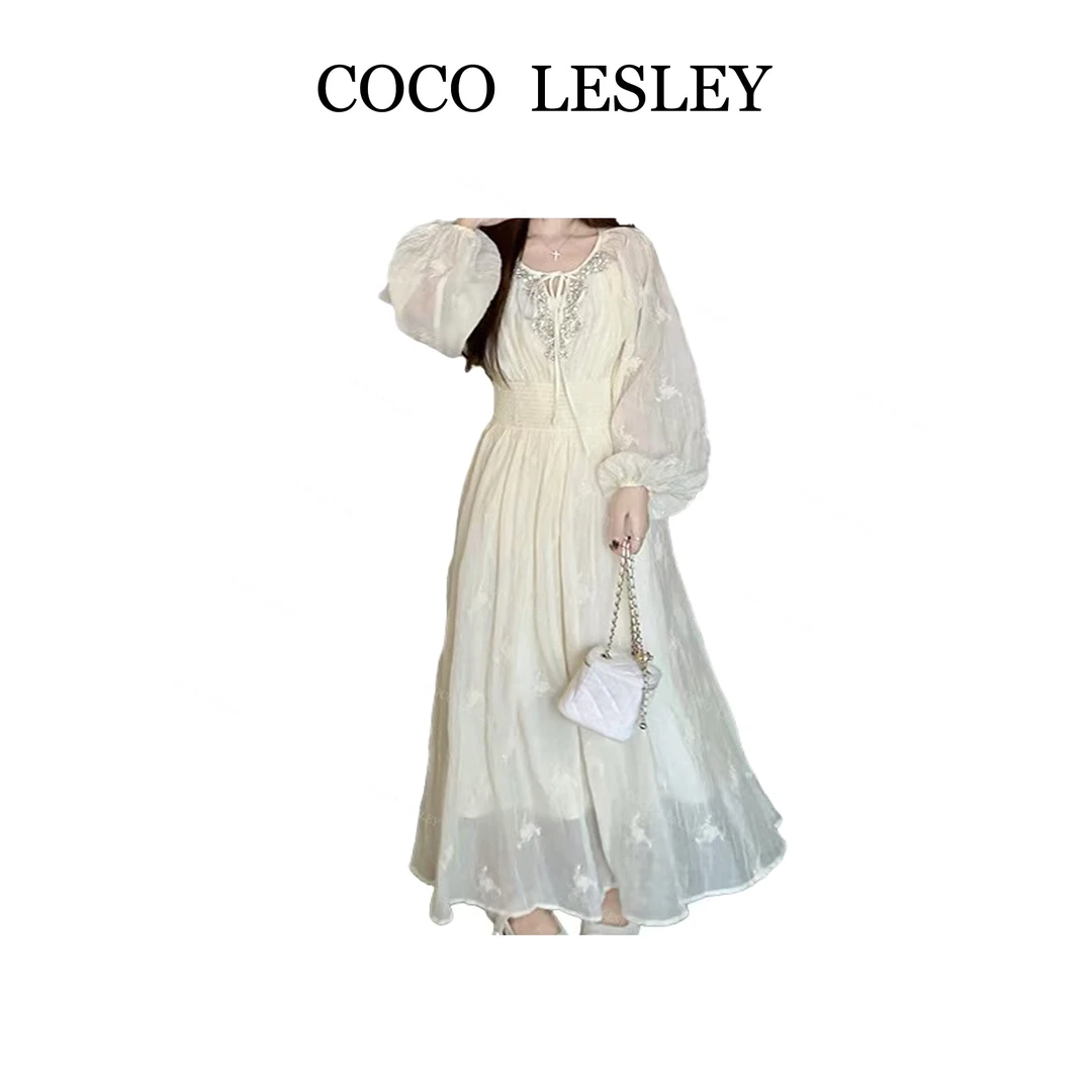 G立体绣花长裙长袖大码裙子春装1199