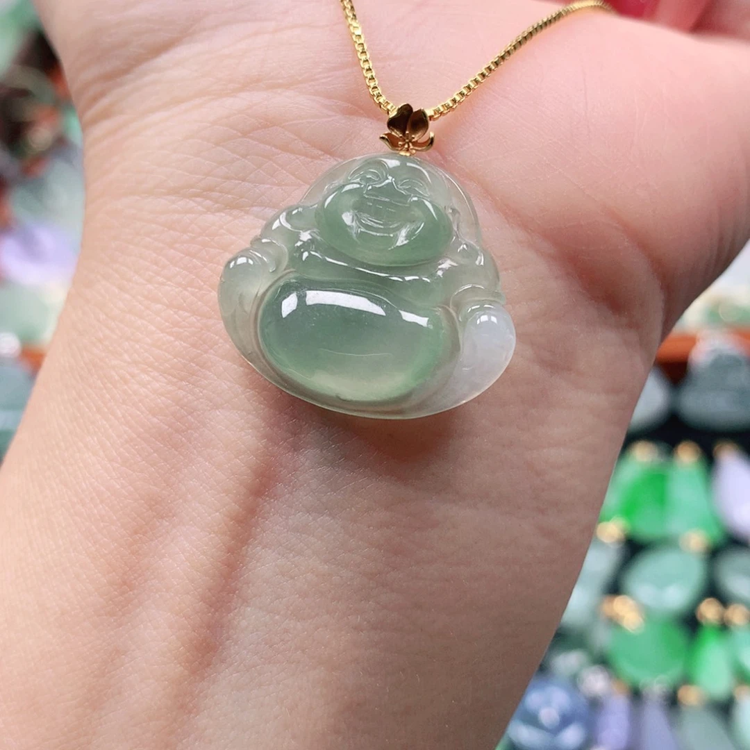 吊坠(不含链)18K金镶嵌翡翠