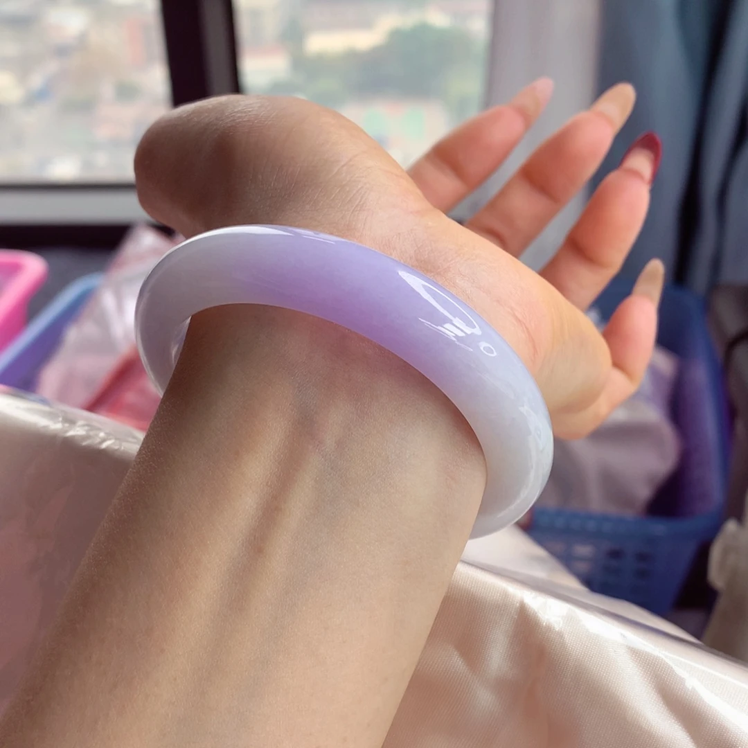翡翠手镯未镶嵌56细腻仙女紫 见光不试色 小柒