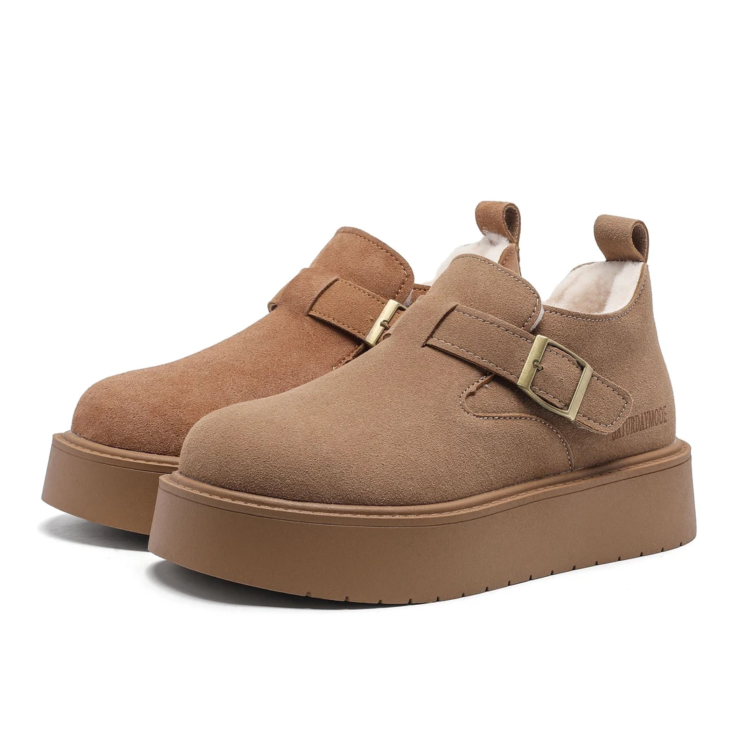 [大美专属]厚底勃肯2024新款冬季加绒百搭加厚保暖大头雪地靴H22