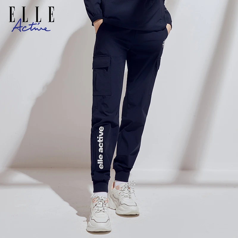 ELLE Active 新款女装工装裤潮流运动裤休闲束脚裤梭织宽松休闲裤