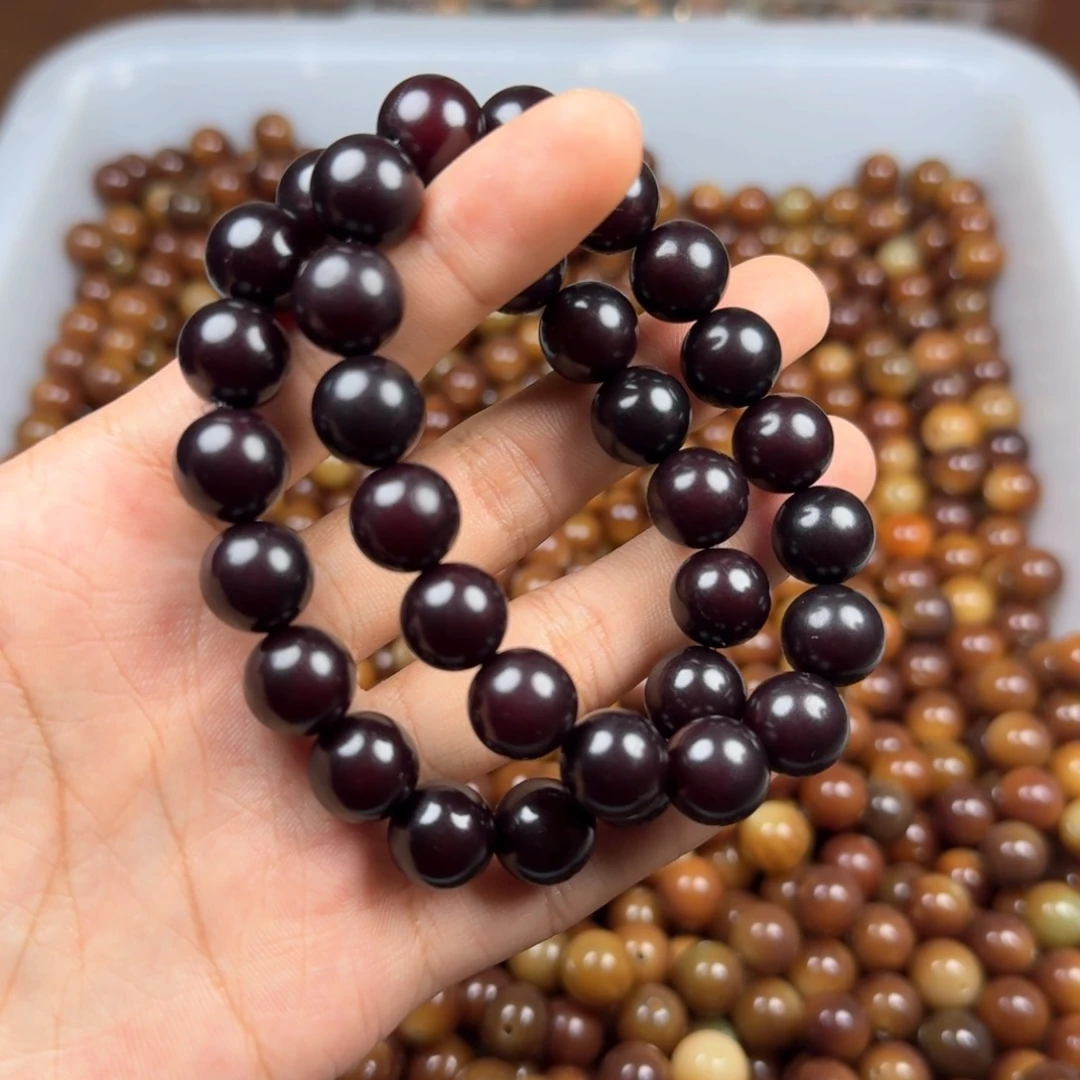 菩提根/象牙果吊坠一条黑红12圆