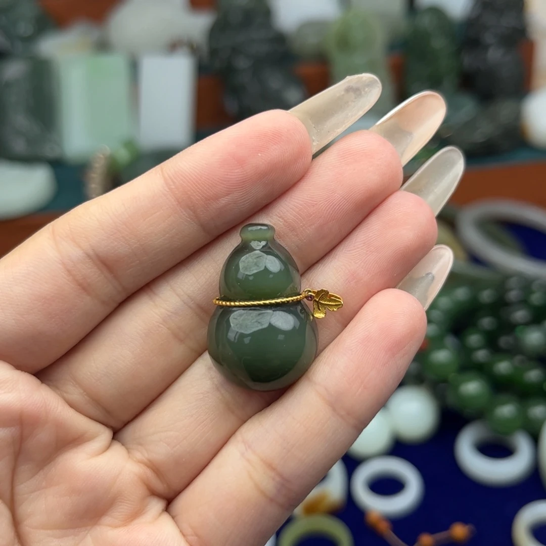 颈饰银S925镀金镶嵌和田玉