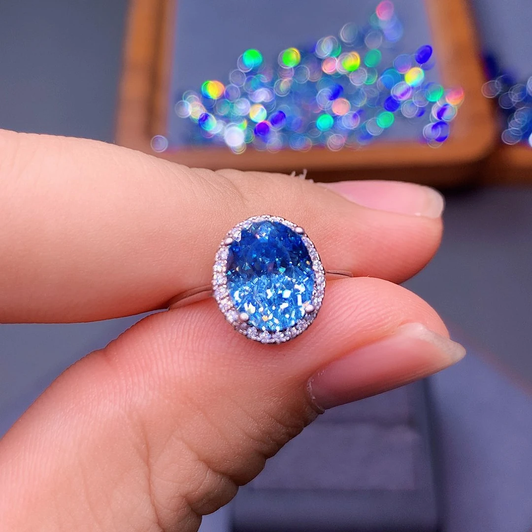 海蓝宝石戒圈银S925镶嵌