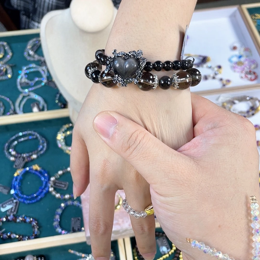 水晶手链银S925镀金镶嵌