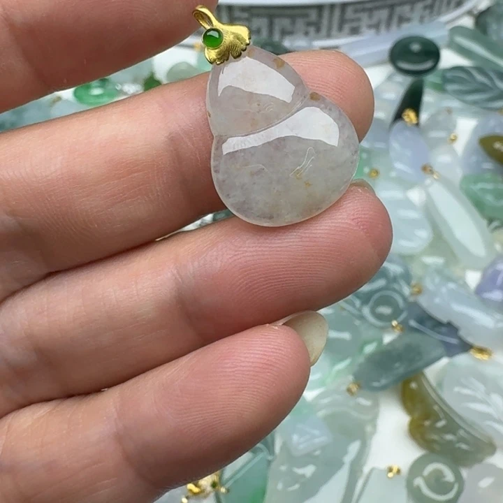 吊坠(不含链)18K金镶嵌翡翠