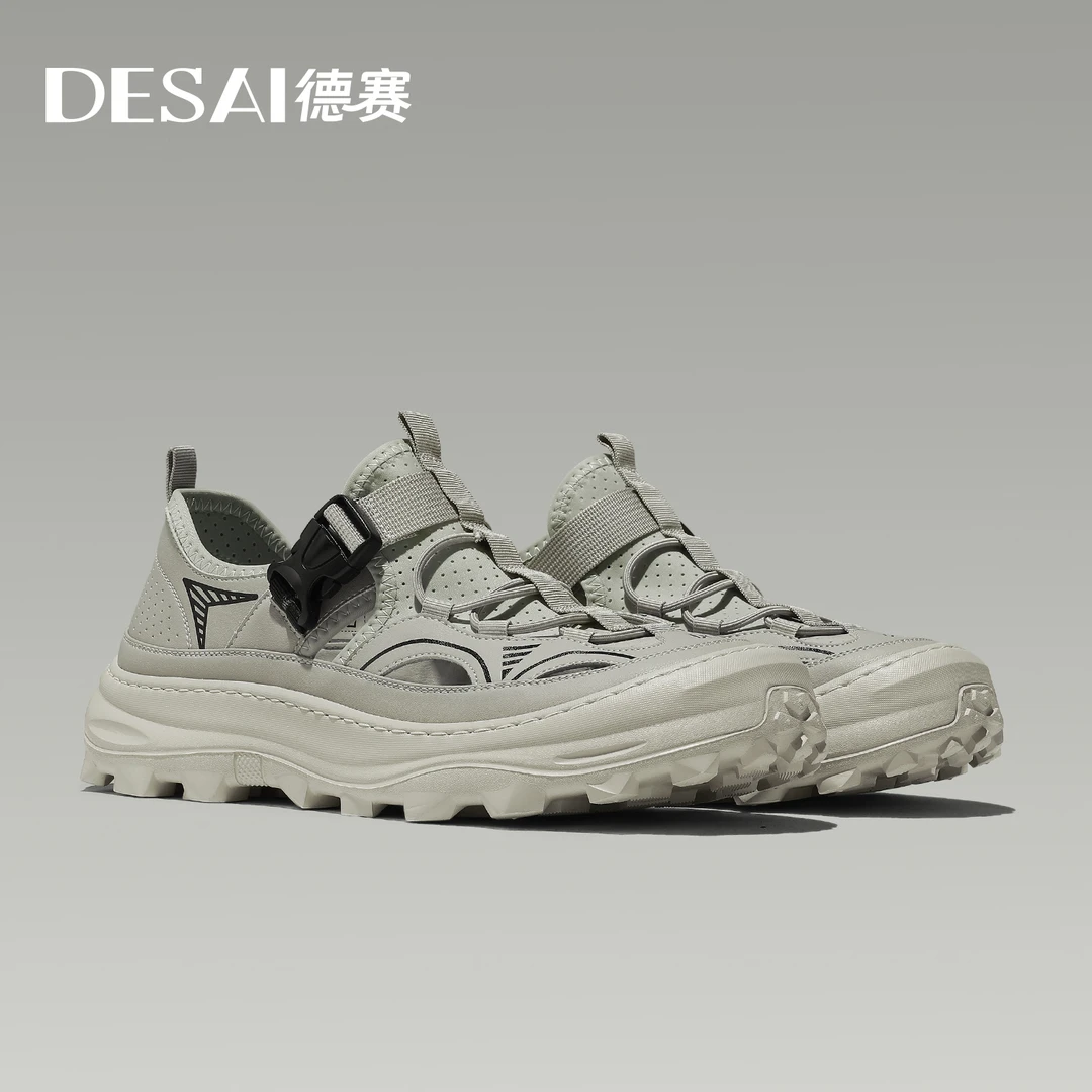 德赛【冬季一脚蹬凉鞋】男鞋舒适百搭透气凉拖轻便网面潮鞋洞洞鞋