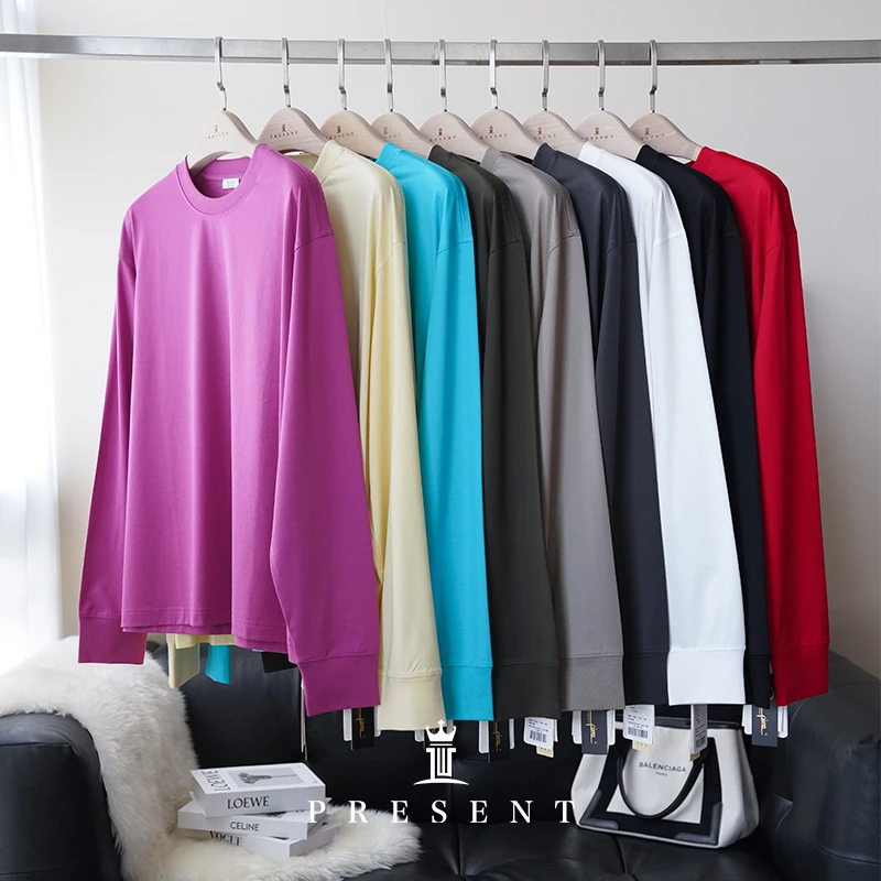 老宝娘家丨J*C匠心匹马棉轻奢丝光长袖宽松打底T恤上衣25春新款女