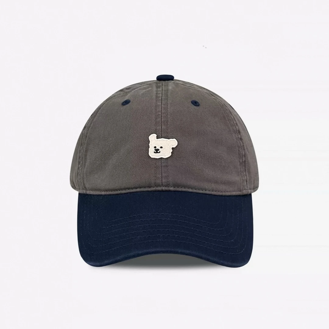 新款四季通用韩版百搭小狗撞色水洗软顶棒球帽显脸小休闲鸭舌帽