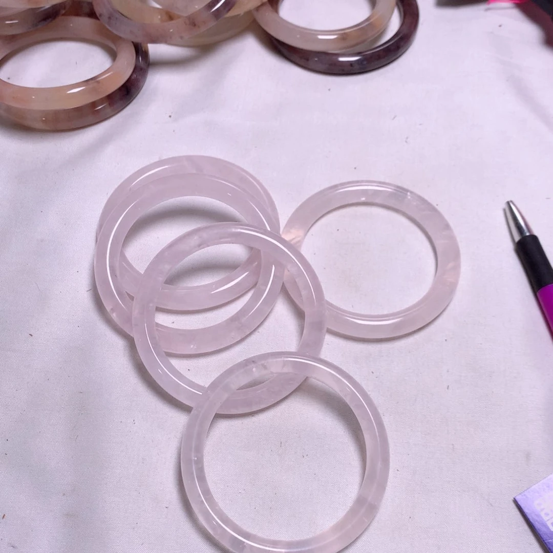 查罗石手镯（开口镯）未镶嵌54圆条白水圆条