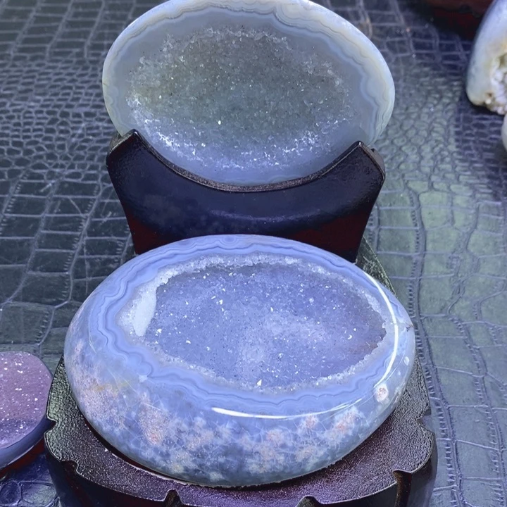 未镶嵌珠宝半成品水晶蓝晶奇石雪景盆