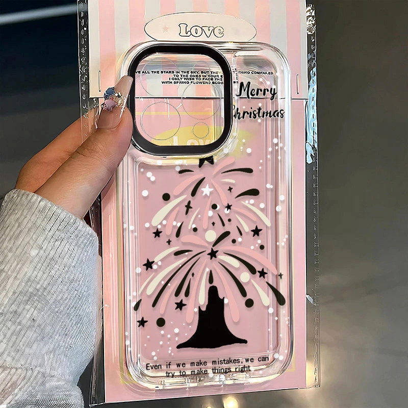 唯美烟花圣诞树适用iPhone15/16promax手机壳苹果14/13/12软套11