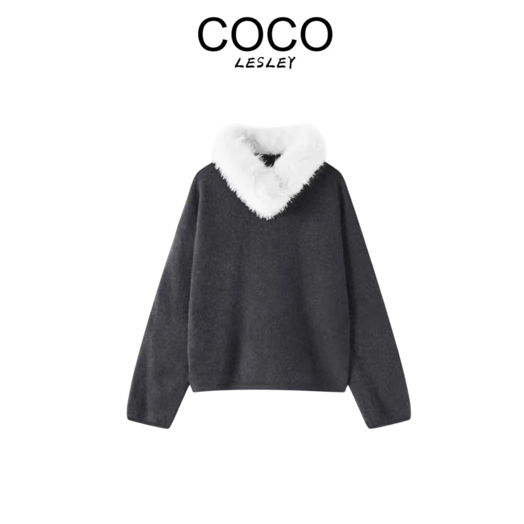 【COCO LESLEY】秋冬新款F新款学院风穿搭显瘦慵懒针织693号灰色