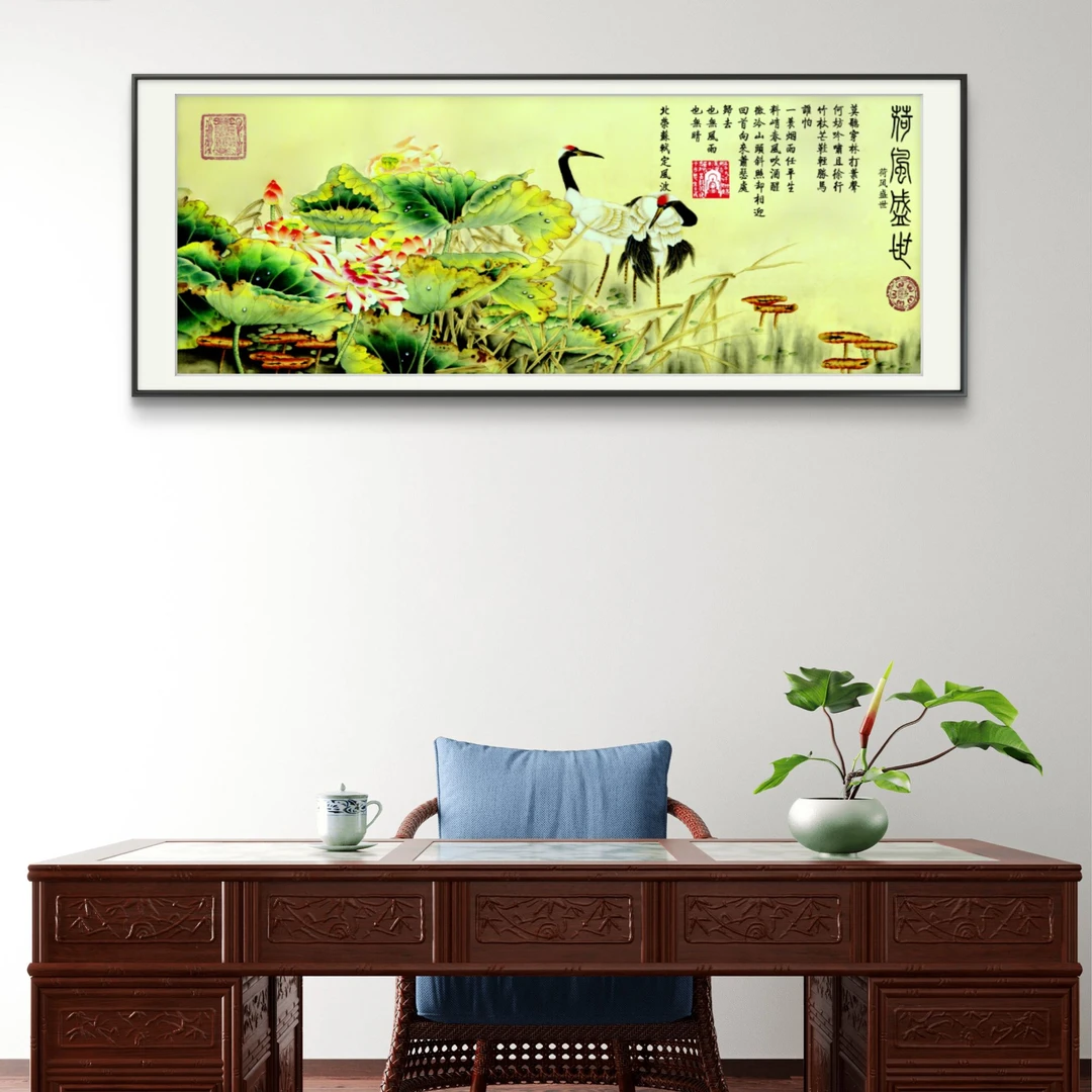 来建明-经典作品-《荷风盛世》【拓底装裱无框】