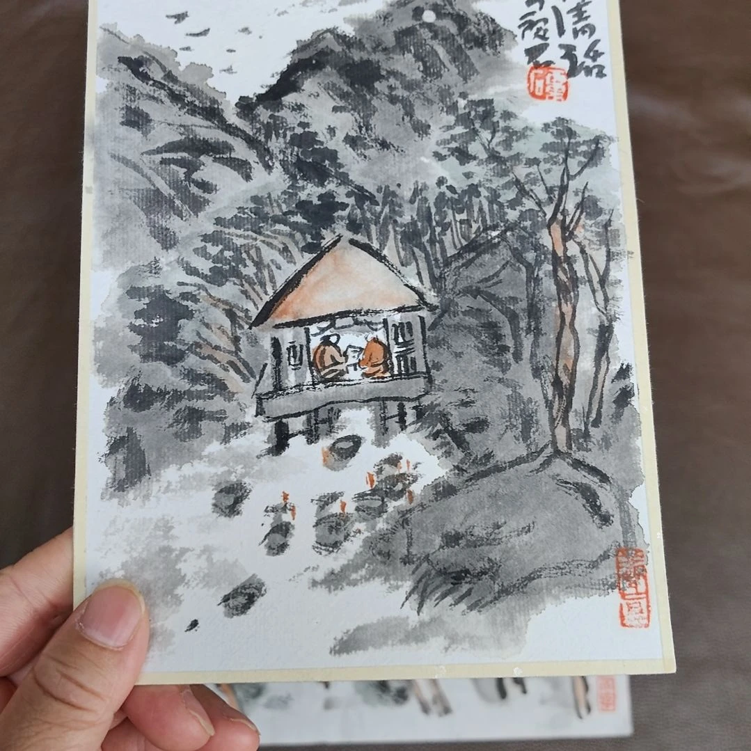 马***6国画丑石水墨小品画