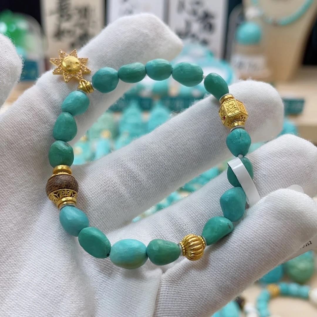 绿松石珠宝奇石18K金镶嵌