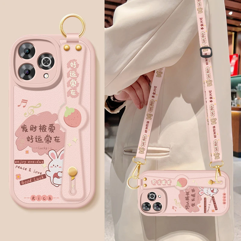 适用华为hi畅享80pro手机壳畅想80pro女斜跨腕带挂绳支架好运常