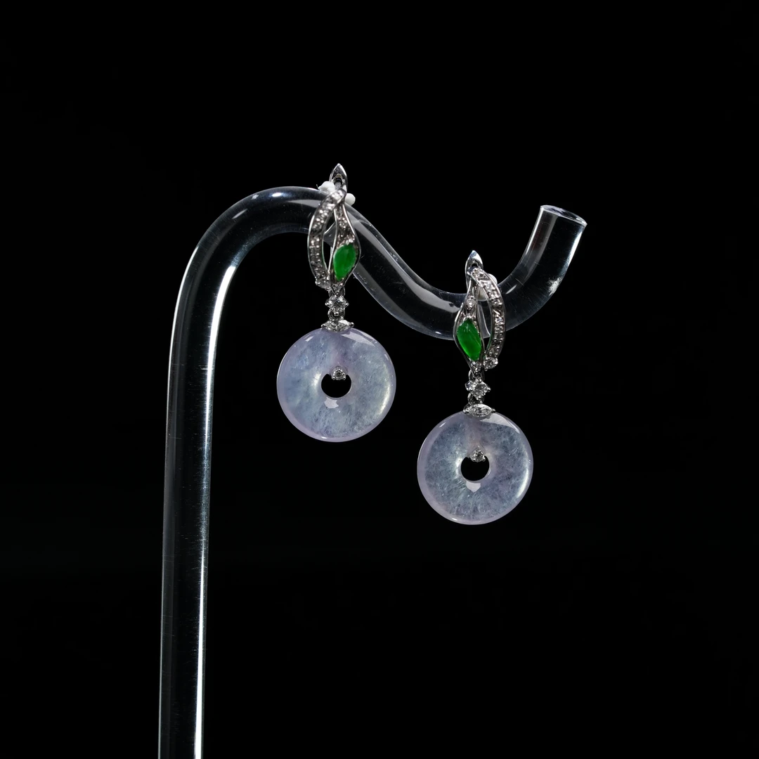 YQR031  翡翠紫霞玉环耳坠