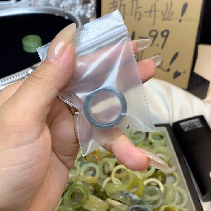 一***梵合金蛇纹石玉戒指