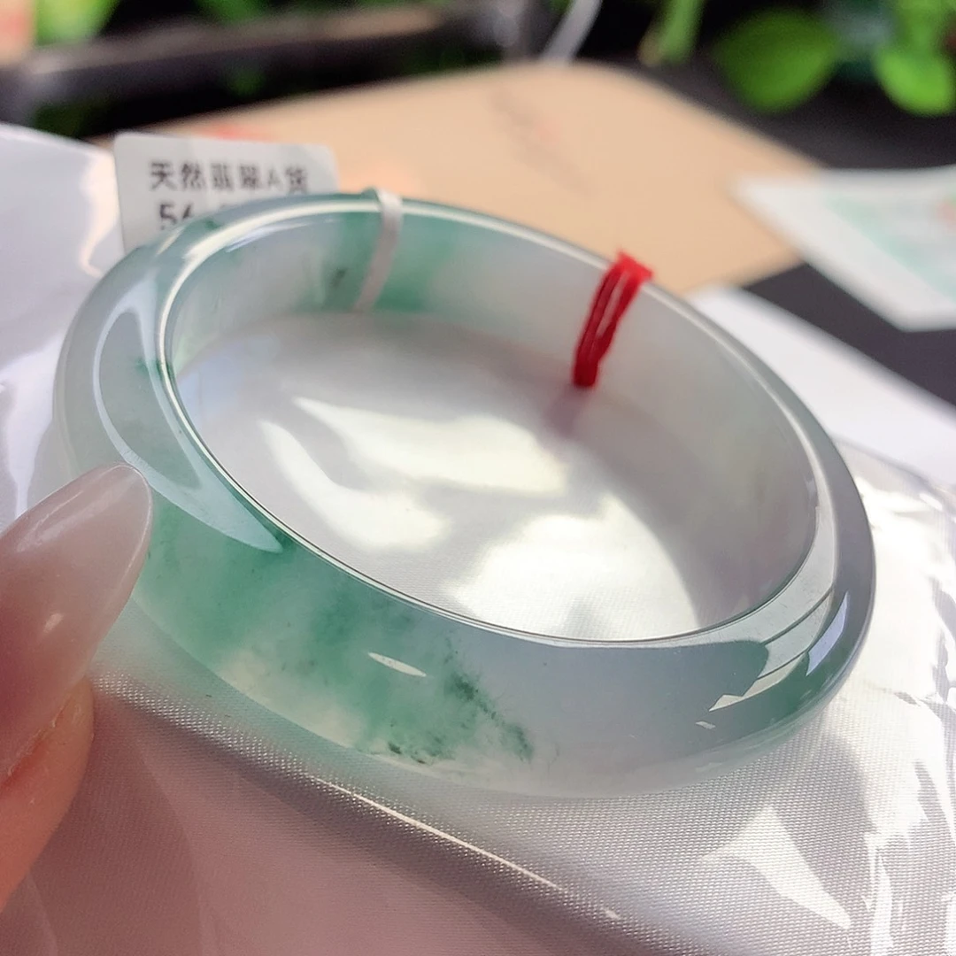 未镶嵌手镯翡翠天然A货翡翠56-57冰透幽灵花 活灵活现5号