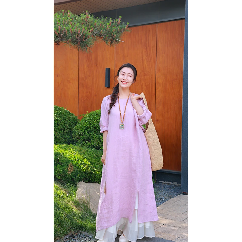 【门店同款】新中式连衣裙（21707124-紫桐-设计师）