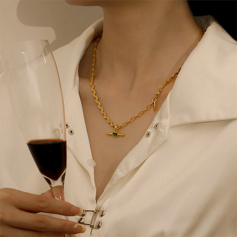 铜合金莫桑石项链 原创新中式项链女气质高级感