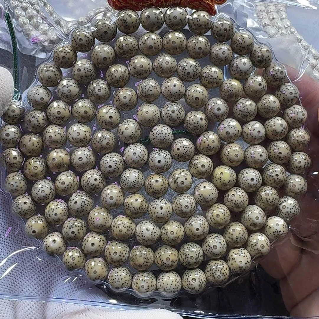 星月菩提手串10mm石玉料圆珠（轻微氧化