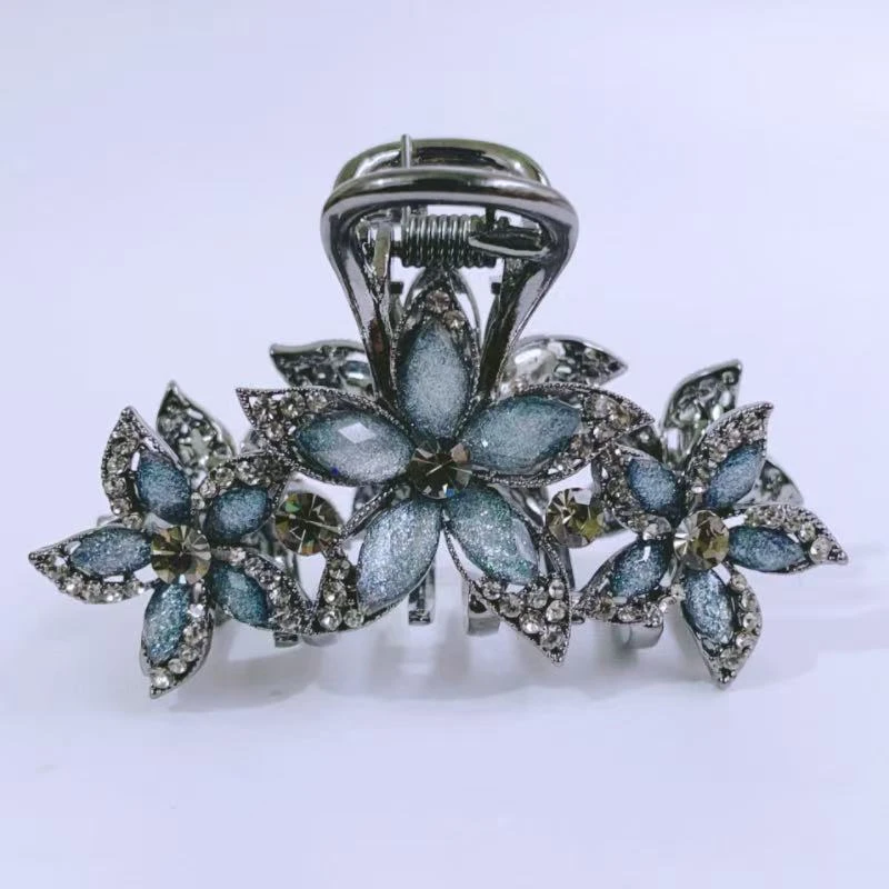 2025新款高端高级中号金属抓夹水钻后脑勺抓发夹妈妈小琉璃花抓卡