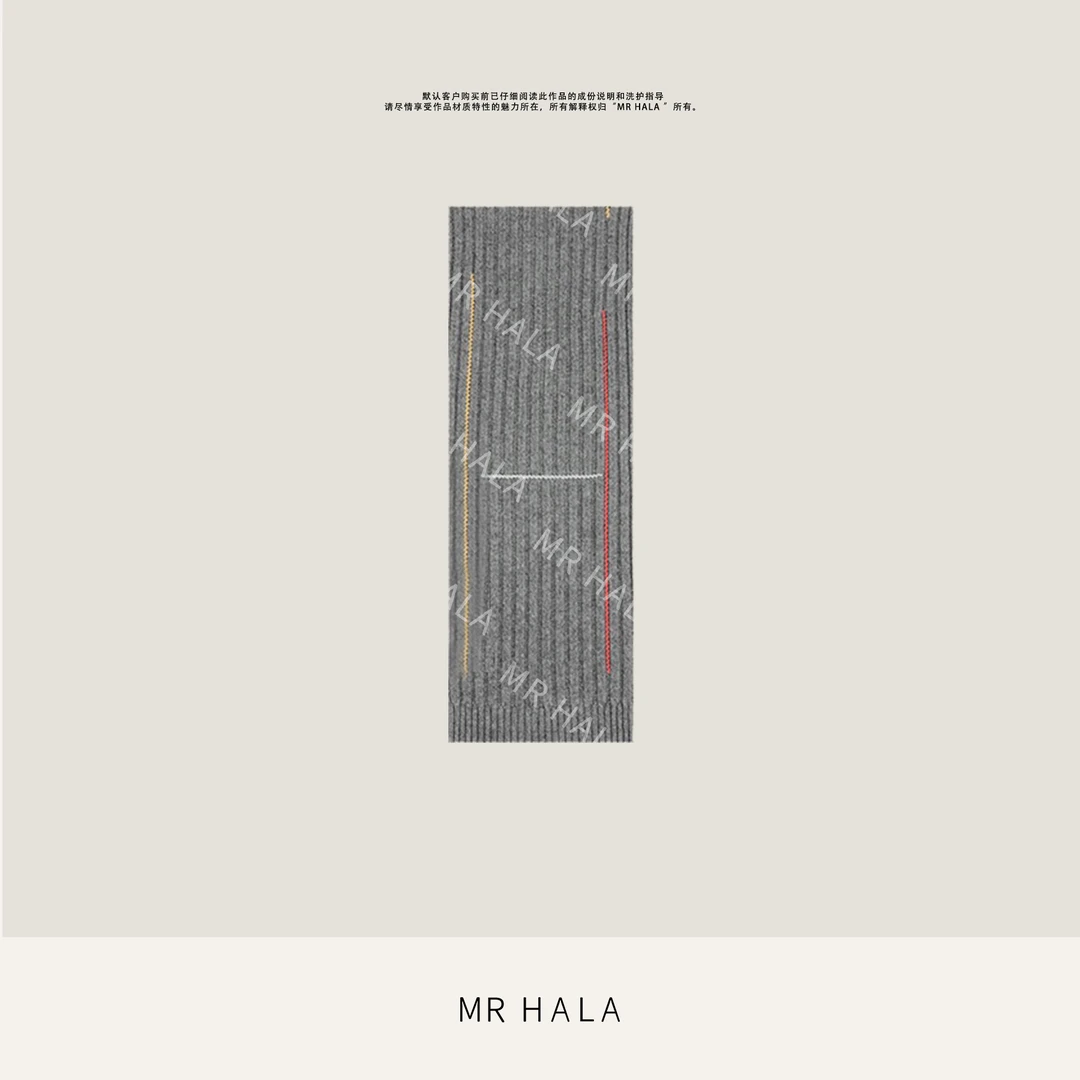 MRHALA鑫鹿山羊绒混纺手工皮编针织围巾  LM40111