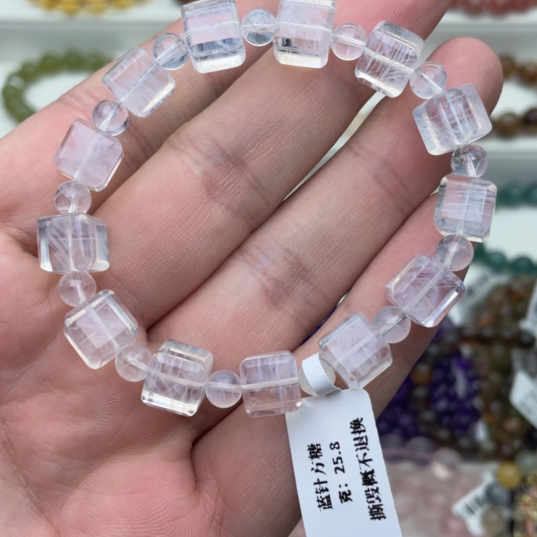 未镶嵌水晶手链蓝针方糖9mm