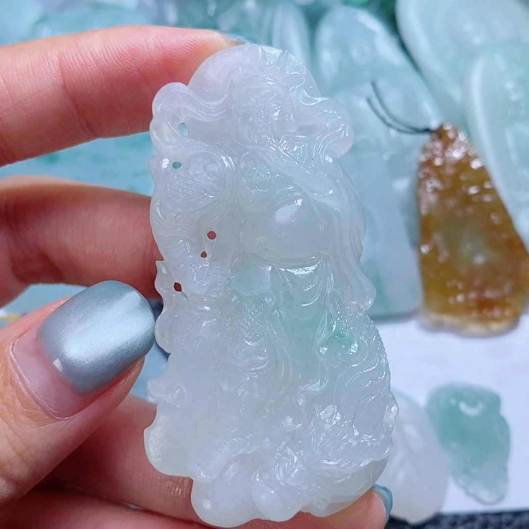 定制翡翠未镶嵌毛货付款后确认抛光