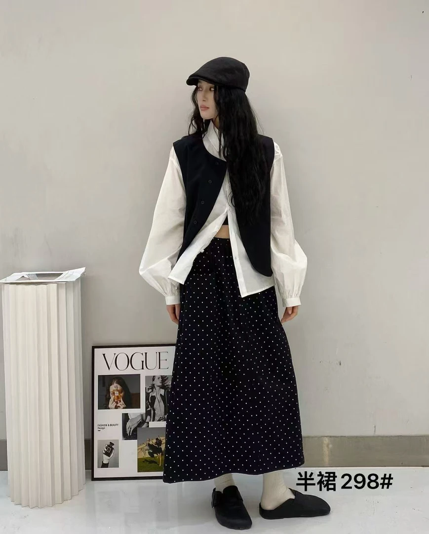 【特价不支持退换】【裙】韩版波点A字半身裙遮胯显瘦慵懒风女装半裙