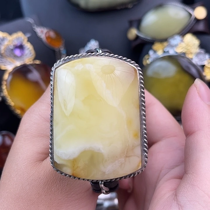 琥珀银S925镶嵌裸石