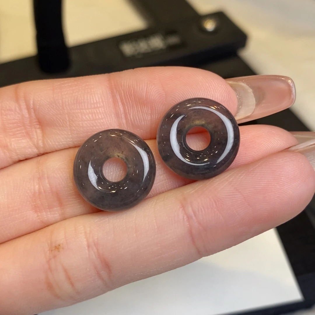 翡翠耳饰未镶嵌冰乌鸡甜甜圈