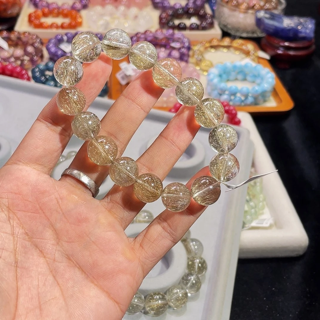 默***心水晶未镶嵌手链收藏级顺白银发13mm