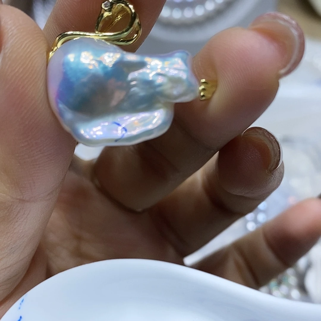 淡水珍珠吊坠银S925镶嵌