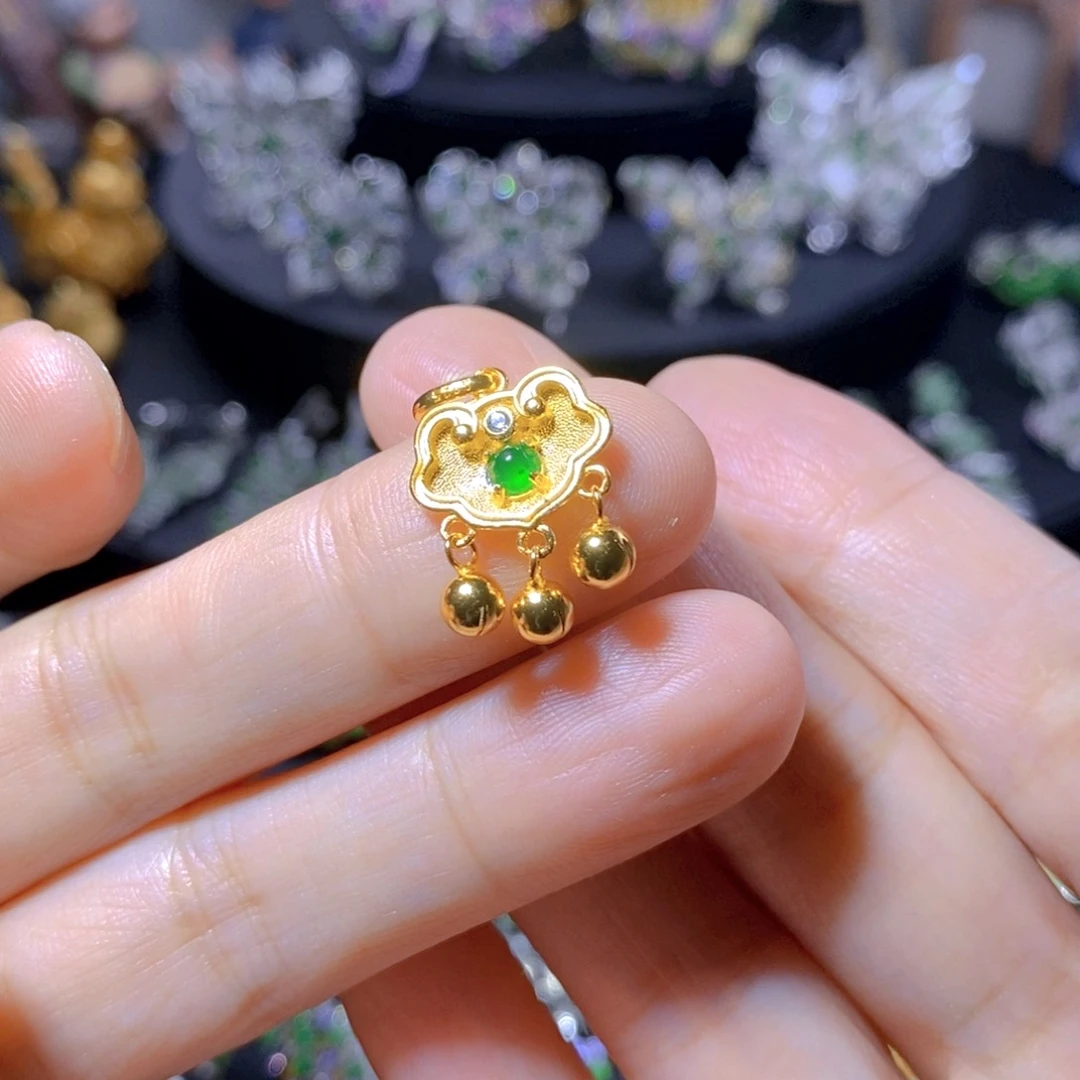 翡翠银S925镶嵌颈饰天然翡翠