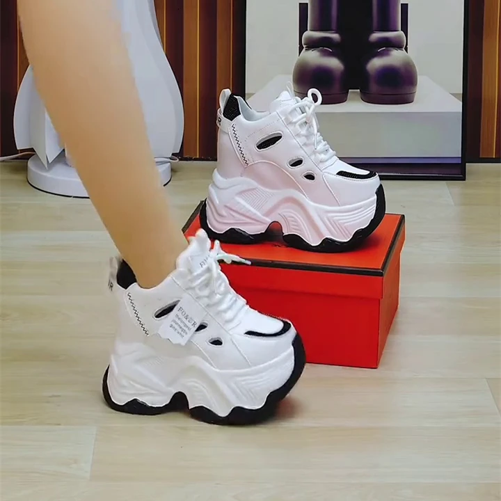 春季新款国潮8cm内增高女鞋厚底小个子老爹鞋百搭高跟运动休闲鞋