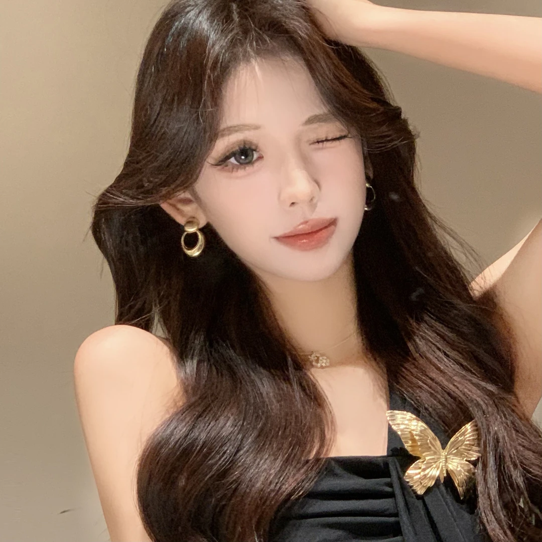 FULL GIRLISH耳环02528法式几何拉丝复古轻奢耳钉耳饰