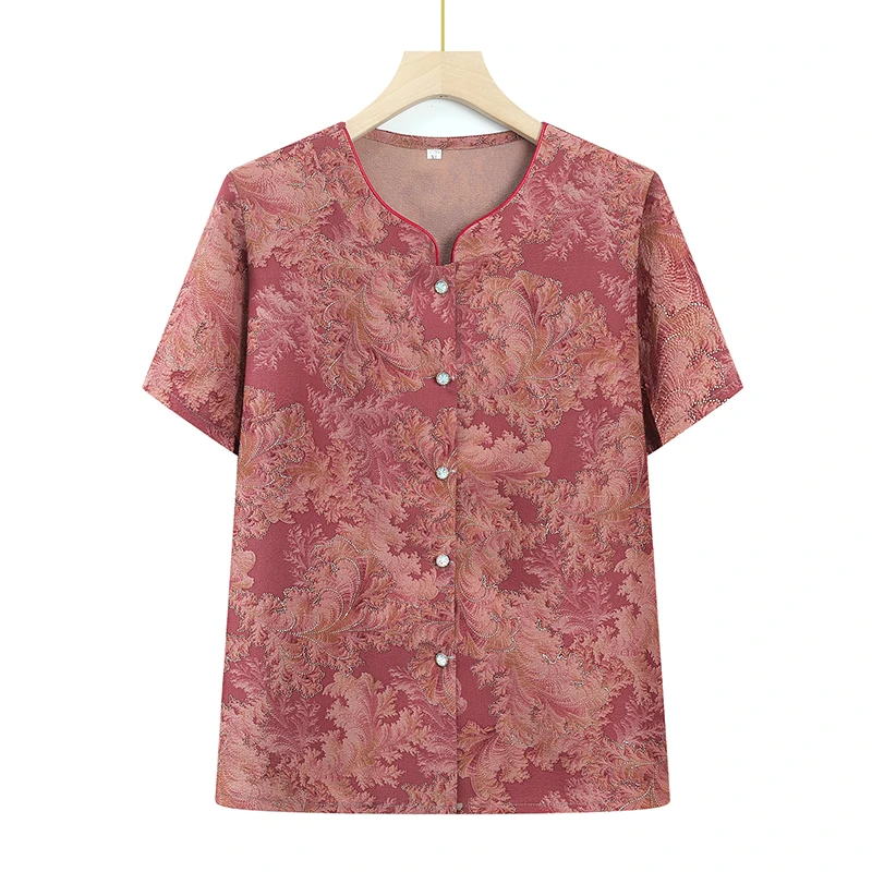 【大唐夫人】中老年夏装女奶奶短袖衬衫妈妈上衣老人衬衣老太太衣服