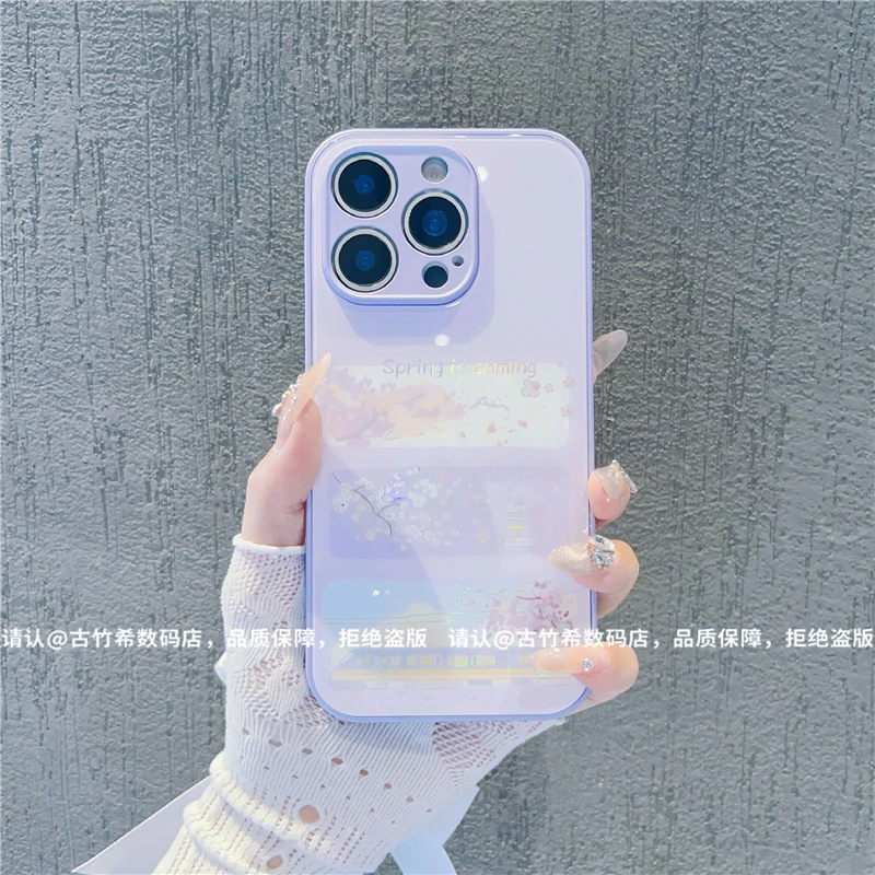 金属烫金玻璃壳适用苹果iPhone16/华为荣耀/OPPO/VIVO/小米手机壳